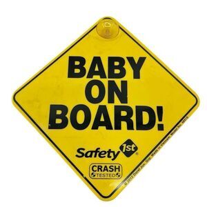 Safety 1st Baby On Board Sign Crash Tested Yellow Suction Cup 7x7